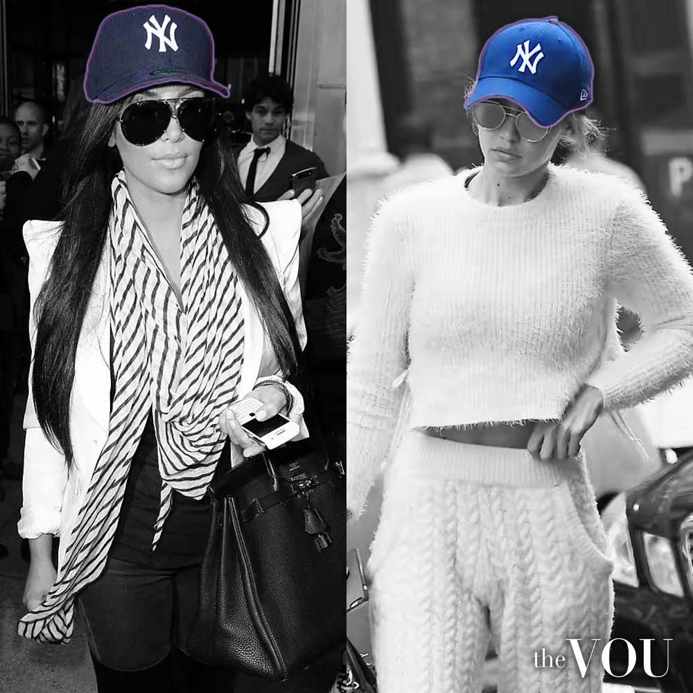 Kim Kardashian and Gigi Hadid in NYC baseball caps