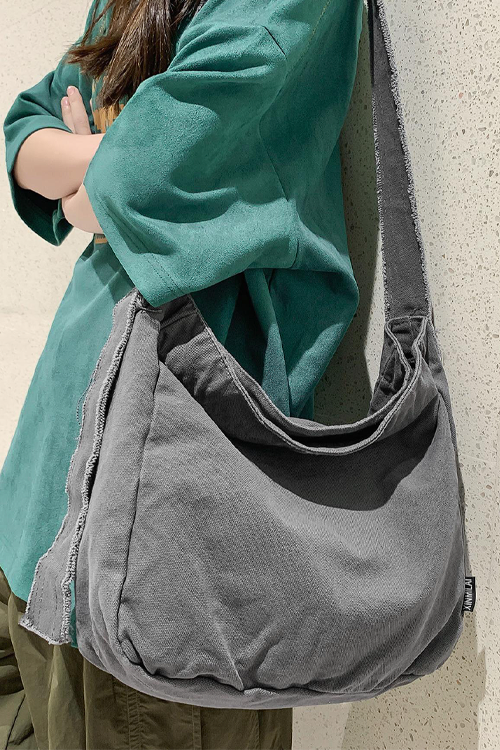 Large Hobo Bag With Zipper Canvas Casual
