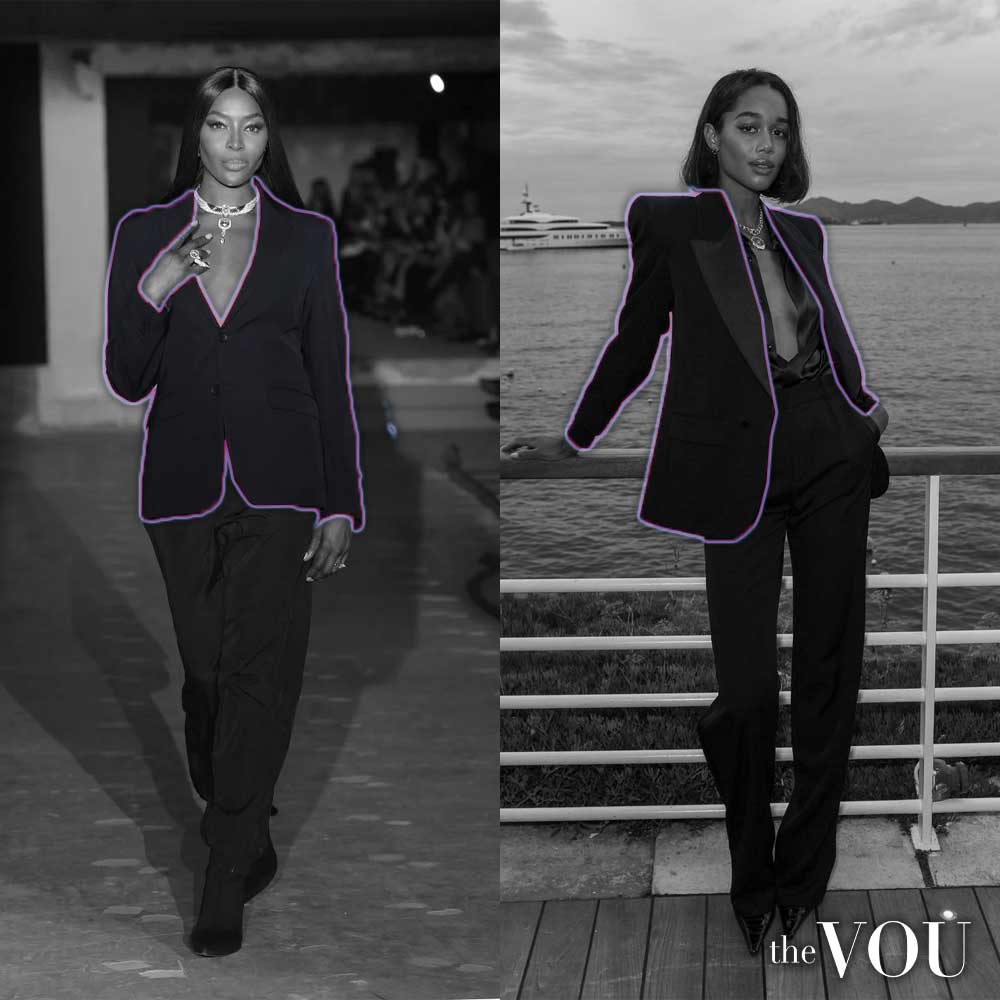 Naomi Campbell and LAURA HARRIER in blazers