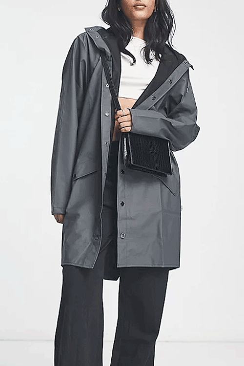Rains long waterproof coat in slate