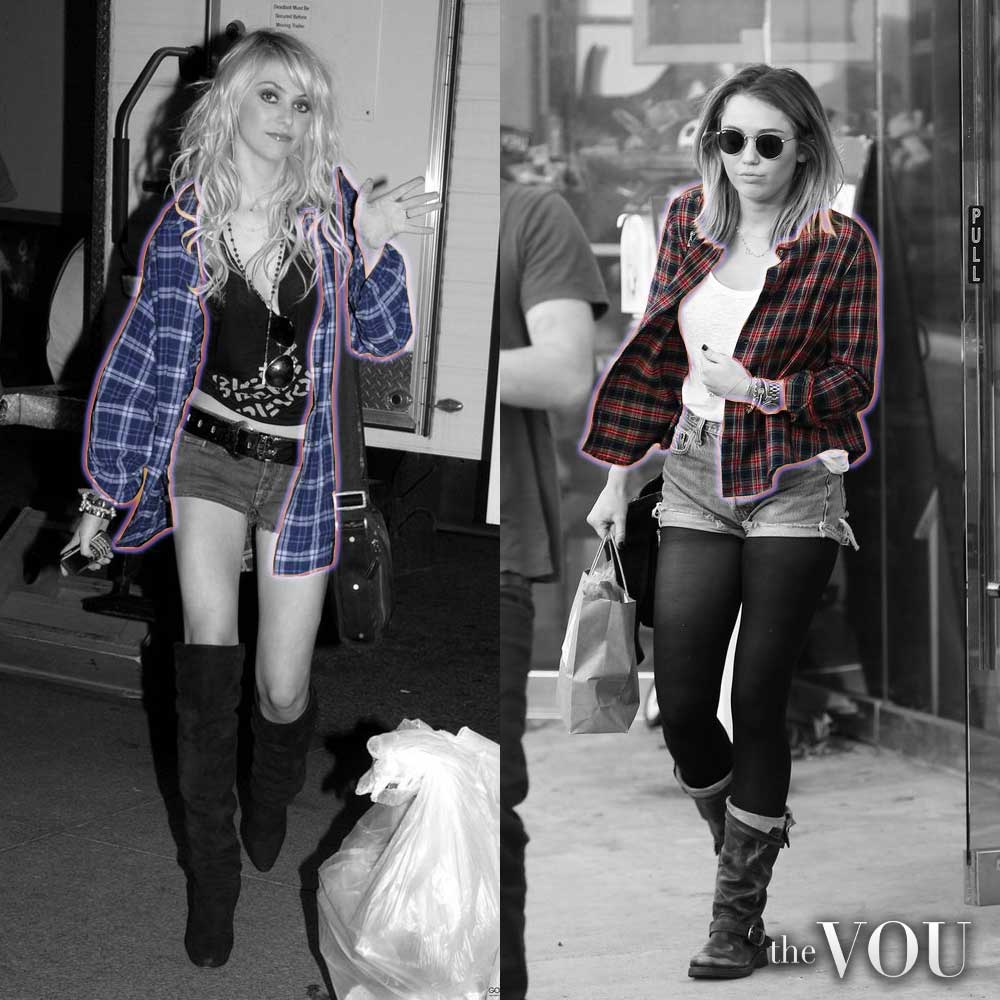 Taylor Momsen and Miley Cyrus in Flannel Shirts