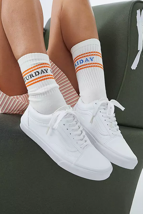 Vans Old Skool trainers in tumble faux leather triple white