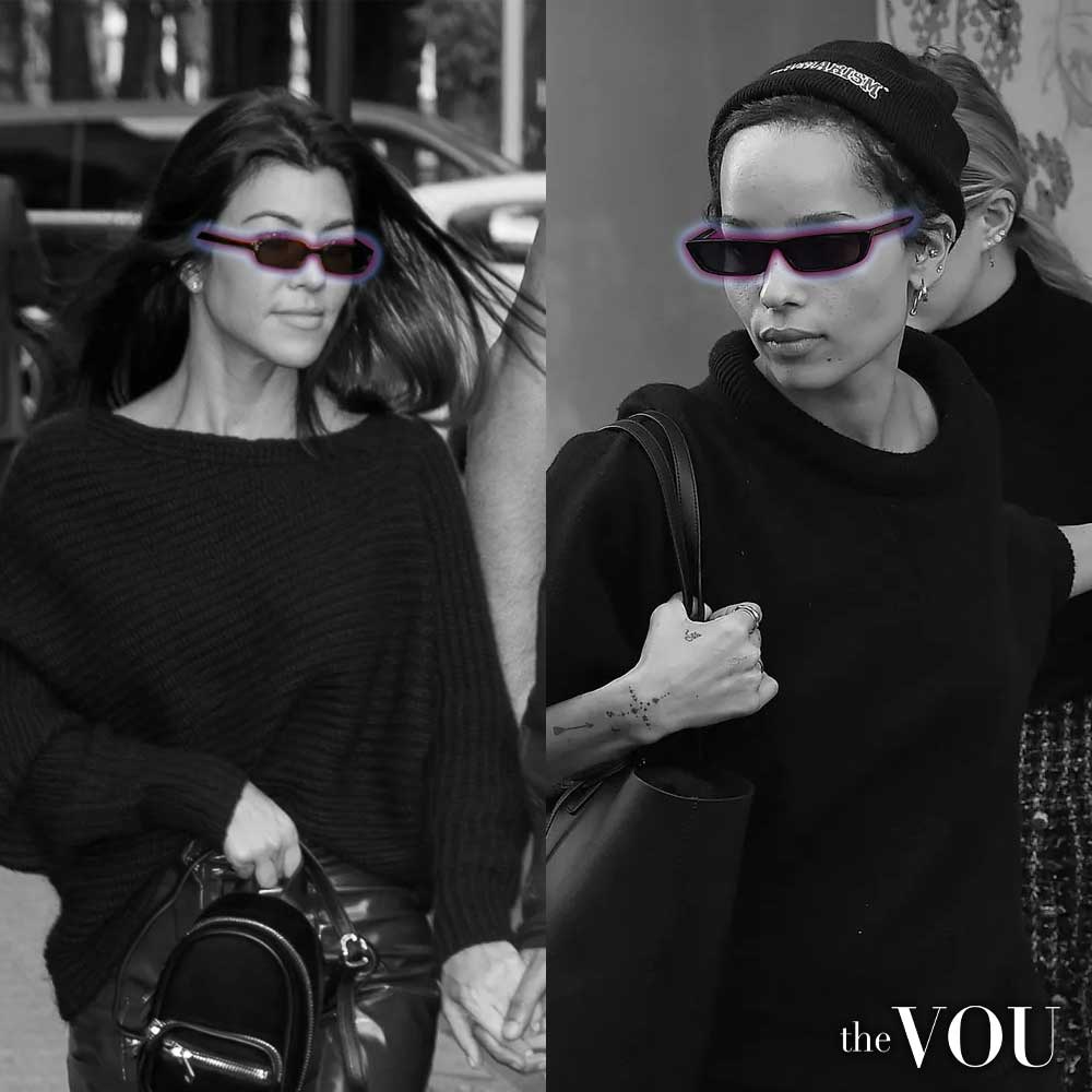 Zoë Kravitz and Kourtney Kardashian in tiny sunglasses