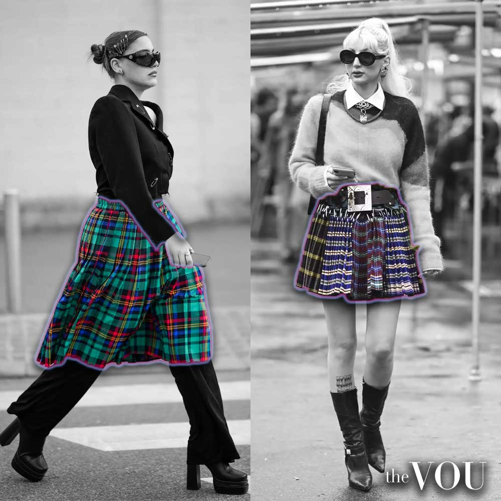celebs in plaid skirts