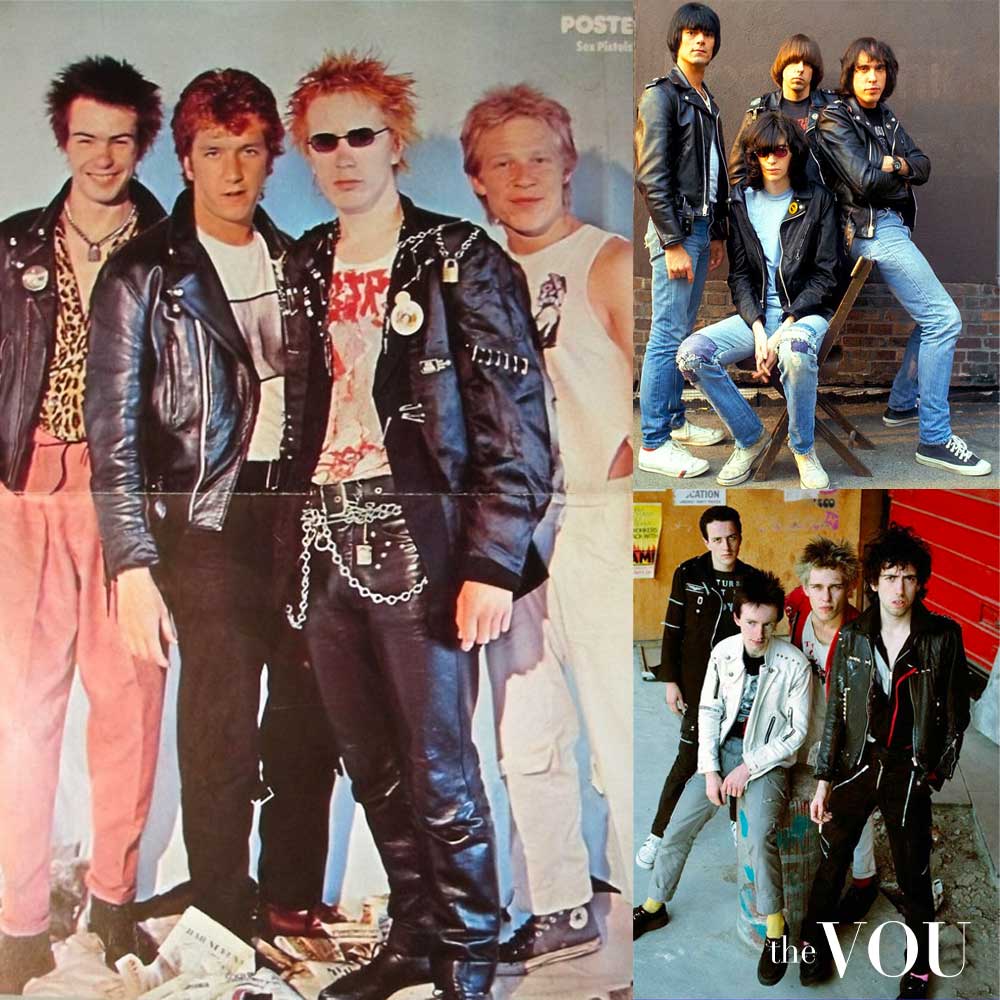 Sex Pistols, The Ramones, The Clash 1970s Punk Rock fashion styles