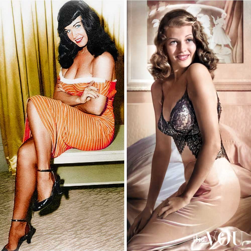 Bettie Page and Rita Hayworth Pin-up style