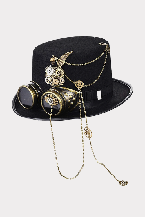 Charmian Unisex Steampunk Top Hat Goggles Gears Chain Deluxe Costume Accessory
