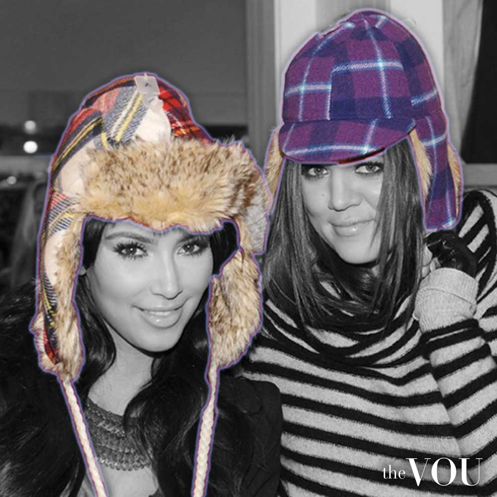 Kim Kardashian and Cheryl Cole in trapper hats