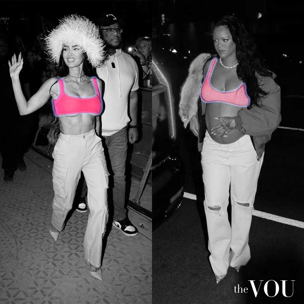 Megan Fox and Rihanna in Pink Bralettes