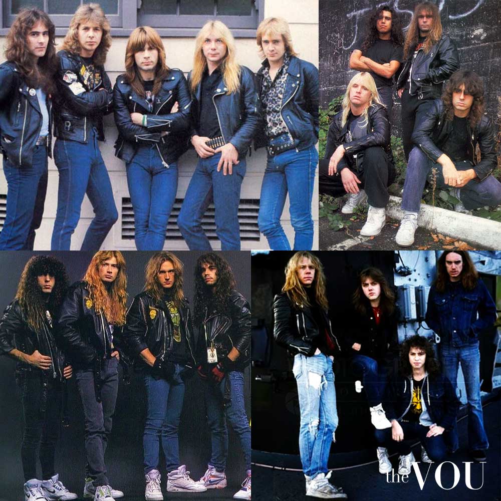 Metallica, Slayer, Megadeth, and Iron Maiden 80s Metal fashion