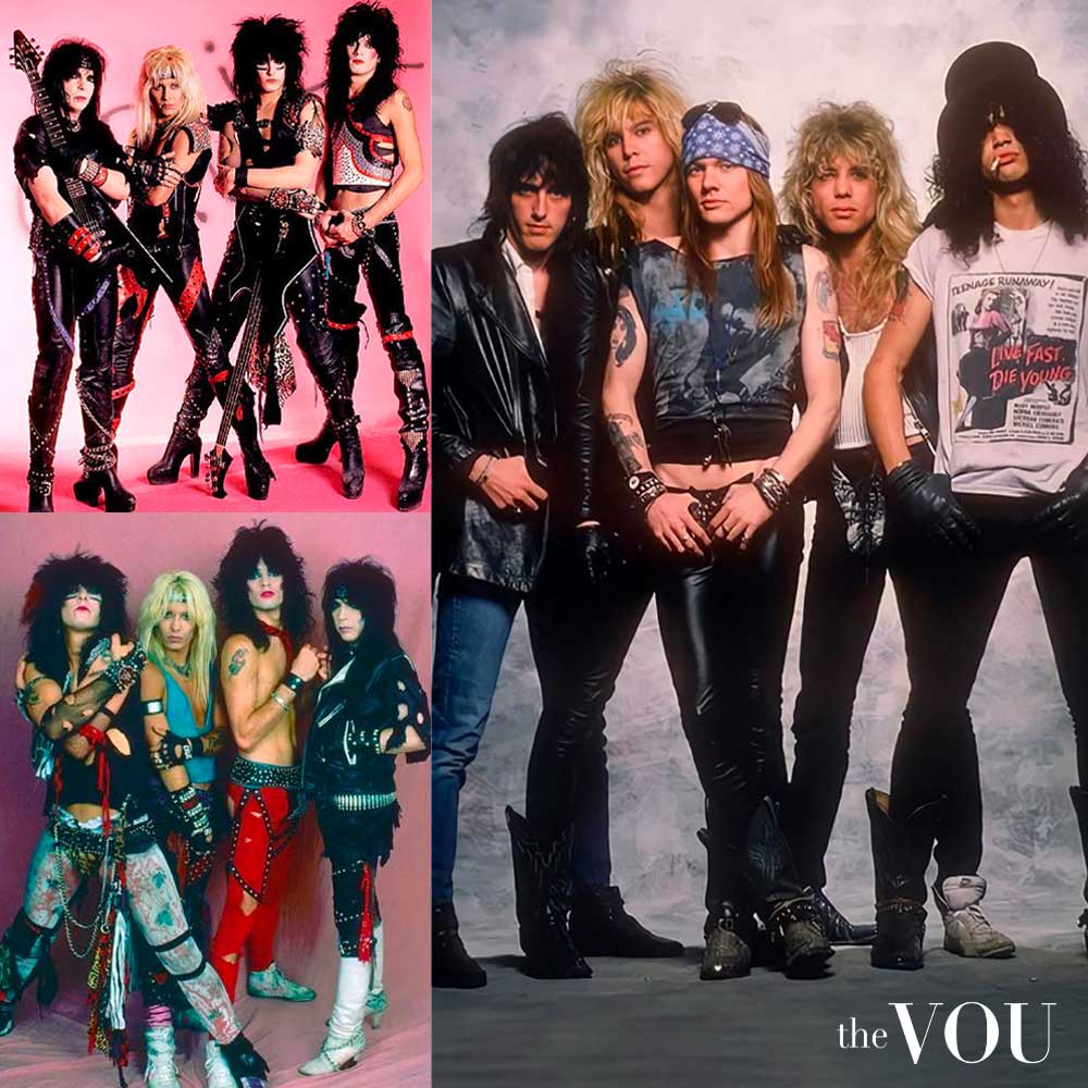 Motley Crue and Guns N' Roses 1980s Glam Metal fashion