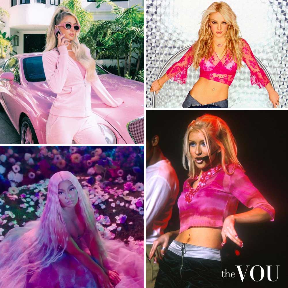 Paris Hilton, Nicki Minaj, Britney Spears, and Christina Aguilera's Bimbocore Style