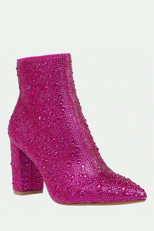 Rhinestone Boots For Women Ankle Boots Sparkly Glitter Chunky Heel Hot Dressy Party Prom Shoes