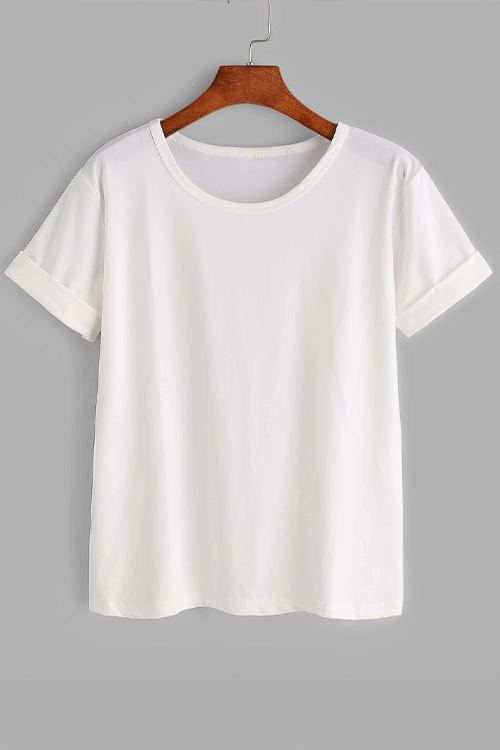 Solid Rolled Short Sleeve Tee
