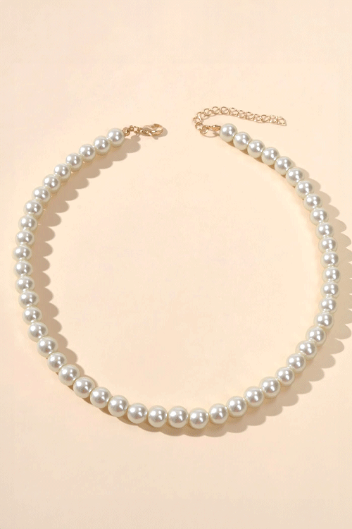 White Beads Chain Imitation Pearl beaded Necklace