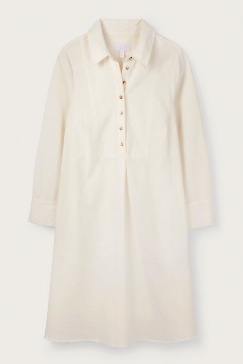 White Company Clean Girl Aesthetic Cord Shirt Dress