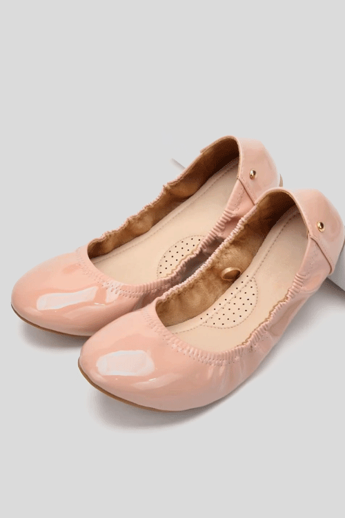 Women Ballet Flats PU Leather Foldable Ladies Comfort Round Toe Slip on Flats Low Wedge Casual Dress Flat Shoes