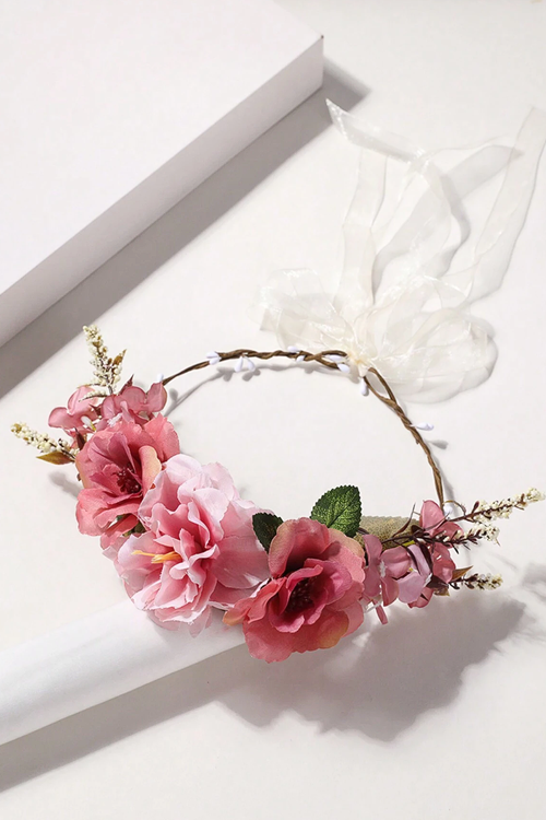 Women's Forest Style Artificial Flower Bridal Headband With Vintage Sweetness, Bohemia Beach Travel Vacation Photography Flower Crown