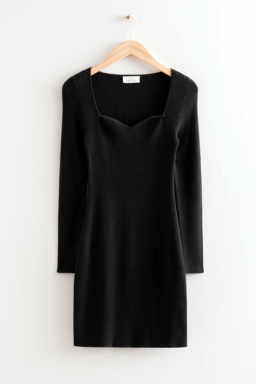 & Other Stories Clean Girl Aesthetic Knit Dress in Black