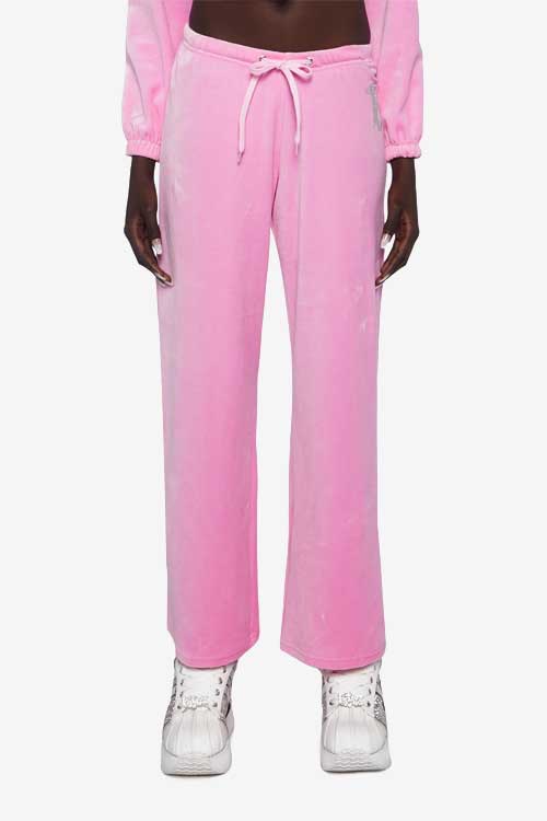 straight low-rise Velour Sweatpants in pink
