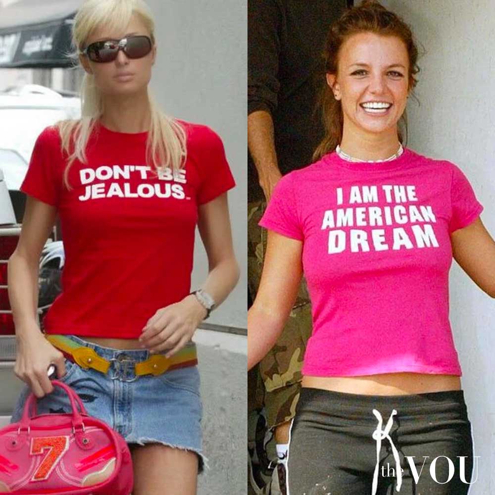 Britney Spears and Paris Hilton Y2K Baby Tees