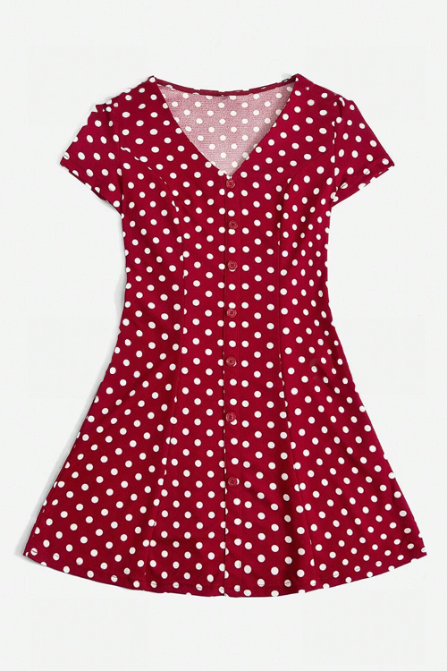 Essnce Polka Dot Button Front Dress