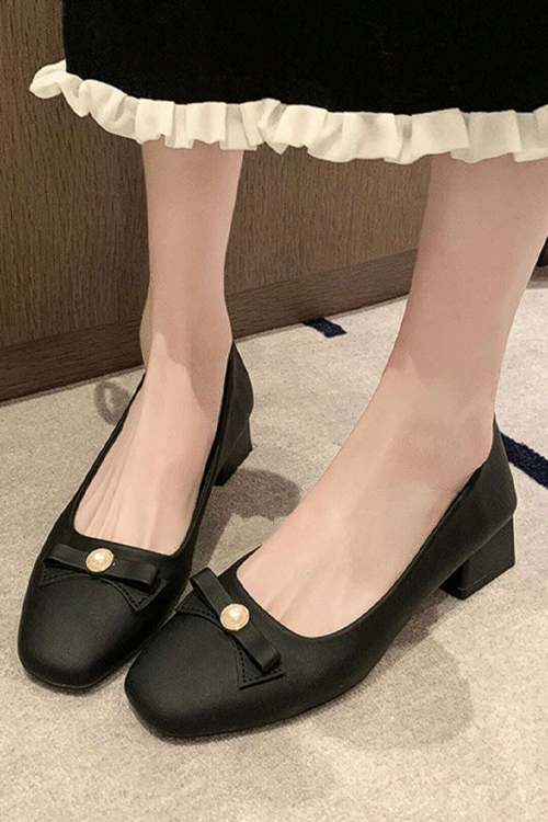 French-Style Commuting Shallow Mouth Single Shoes Women Mid-Heel Korean Version Vintage Gentle Fairy Grandma Shoes