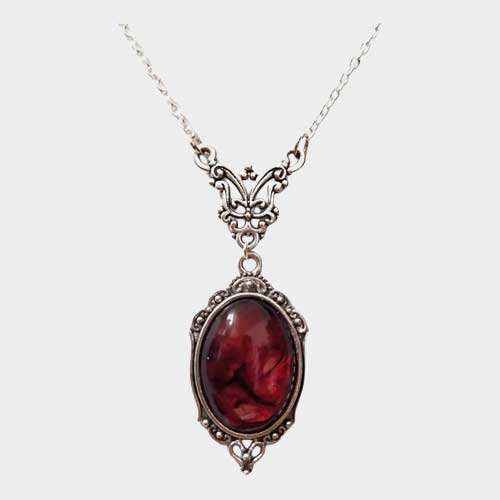 Gothic Blood Cat Eye Pendant Necklace Victoria Vintage Red Crystal Cameo Necklace Ruby Vampire Necklace Halloween Costume Accessories Necklace for Women