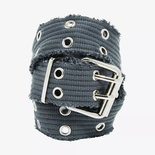 Grey Distressed Grommet Belt