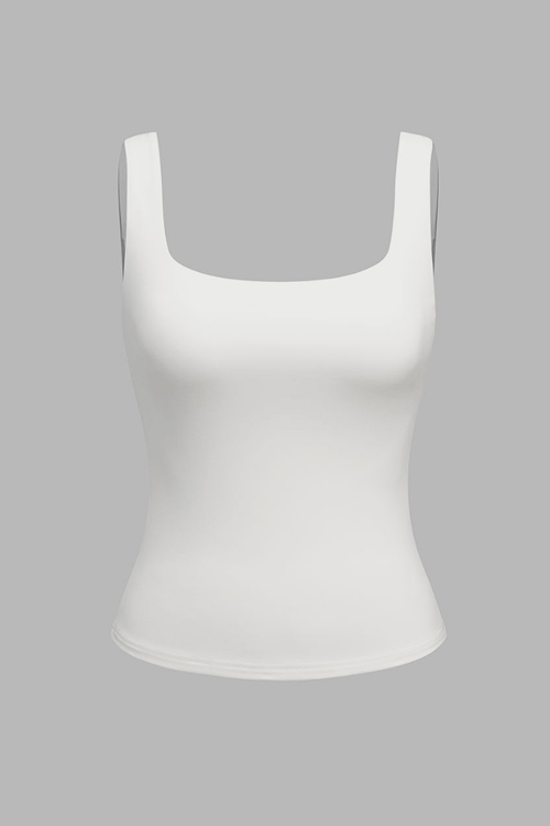 High Stretch Square Neck Solid Tank Top