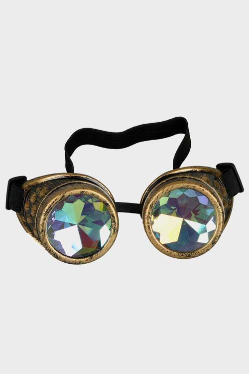 Kaleidoscope Rave Glasses Rainbow Crystal Lenses Steampunk Goggles Rave Goggles Halloween Festival Goggles