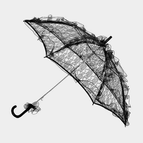  Ladies' Black Lace Wedding Umbrella, French Bridal Style Straight Handle Umbrella For Adult, Oversized Version