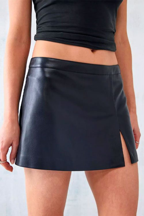 Goth style leather mini skirt