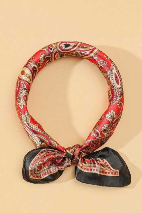Multicolor Paisley Print 60s Square Scarf For Daily Wear And Bag Decoration