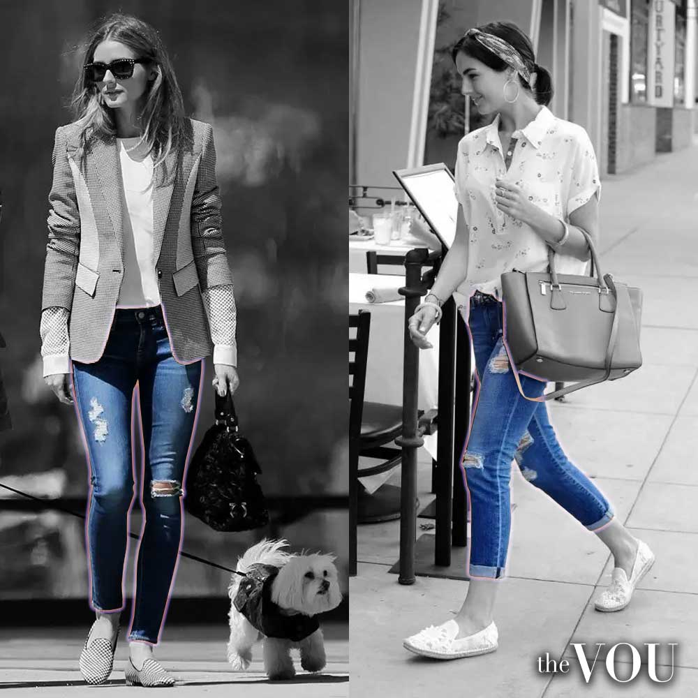 Olivia Palermo and Camilla Belle in ripped skinny jeans