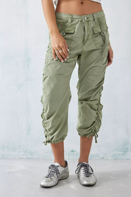 Sage Low-Rise Cropped Cargo Trouser Pant