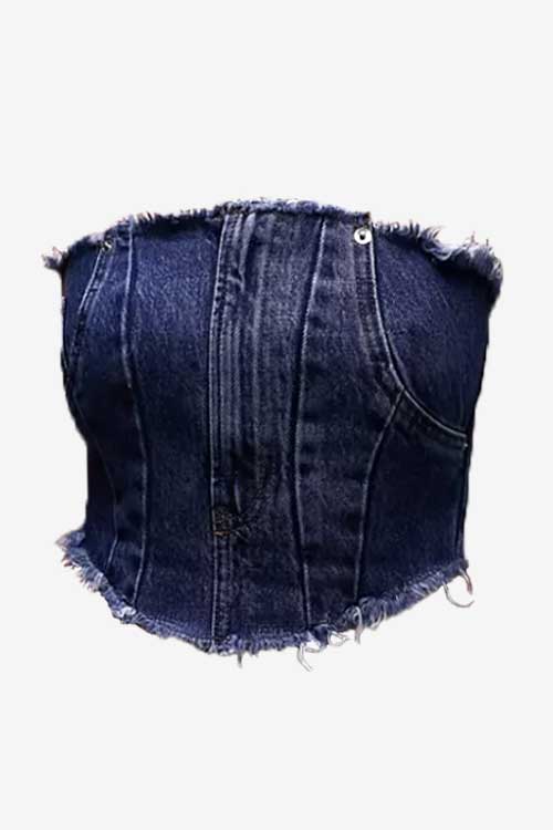 Topshop Y2K Grunge deconstructed corset in mid blue
