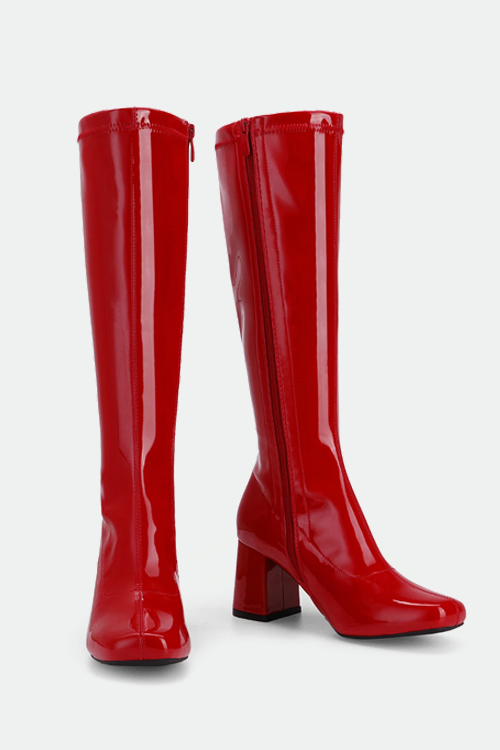 Women Gogo Boots Fashionable Square Toe Chunky Classic Knee High Boots For Women
