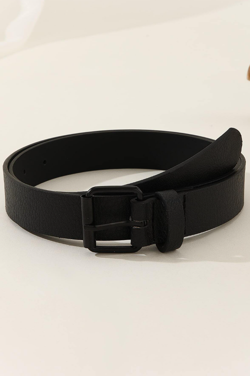 Women's Black Utilitarian Dress Belt With Buckle, Fits For Daily Work And Casual Wear