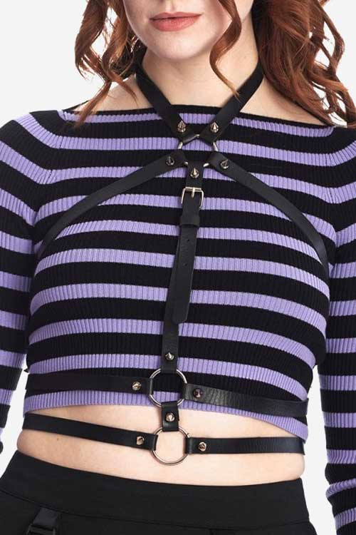harness with O-ring connectors and a halterneck strap