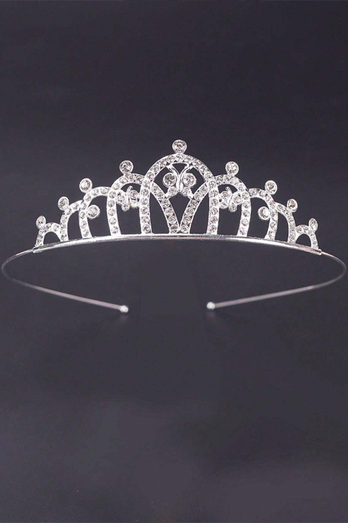 Crown Hair Accessory With Rhinestones For Girls' Birthday Gift, Princess Headband, Comb, Hair Clip
