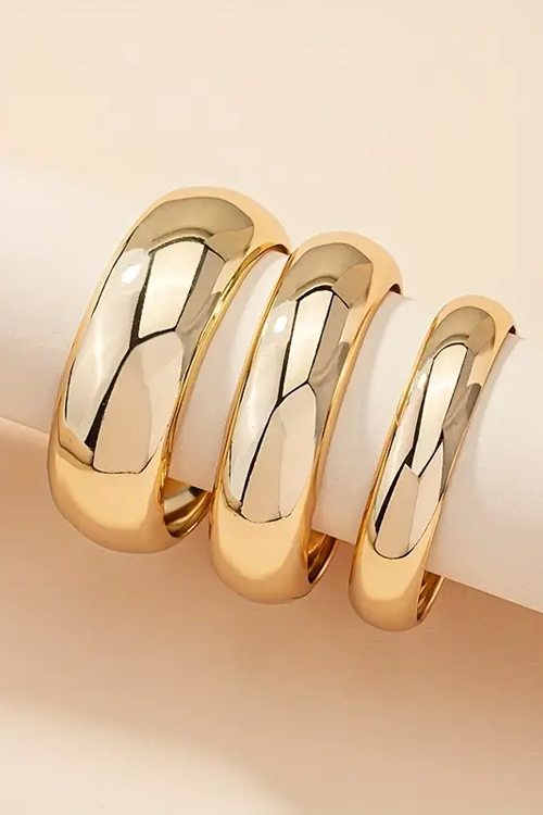 Curved Exaggerated Glossy Golden Chunky Bangle Classic Jewelry Hand Decoration Gift