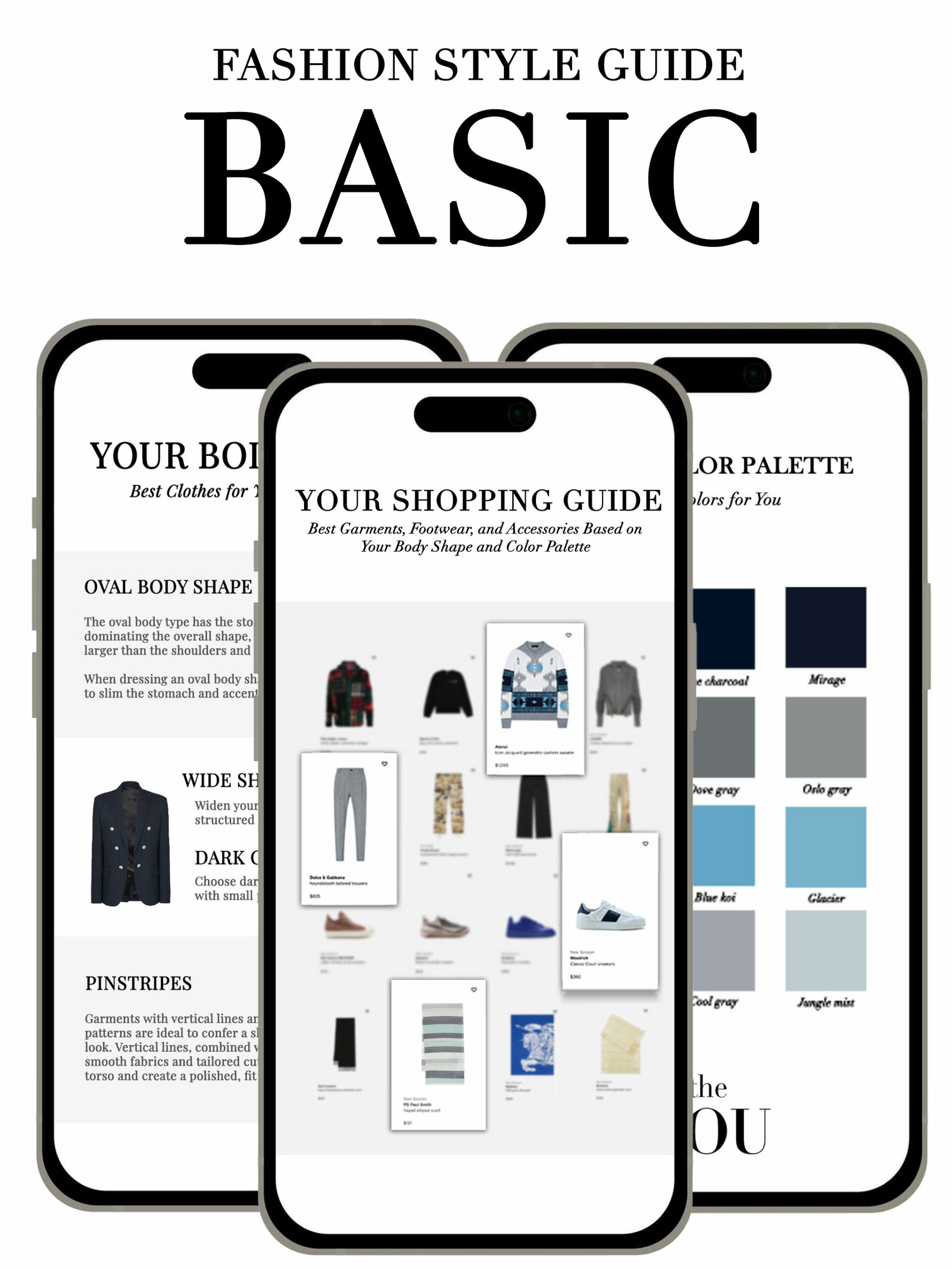 Fashion style guide for men basic package