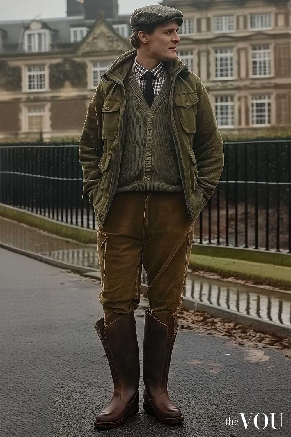 British Country Hunting Preppy style outfit idea 
