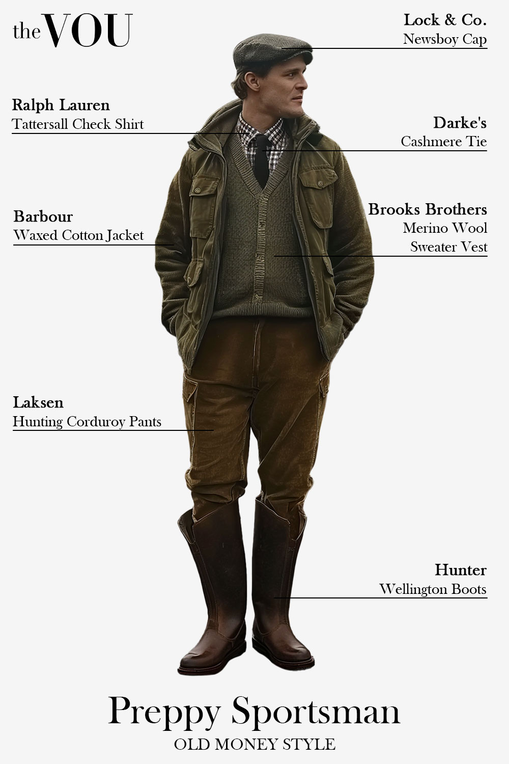 British Country Hunting Preppy style outfit idea