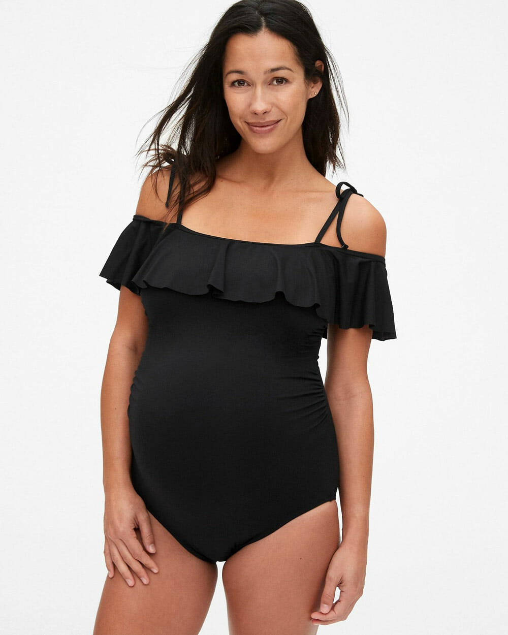 Maternity Ruffle Off-Shoulder One-Piece Swimsuit GAP