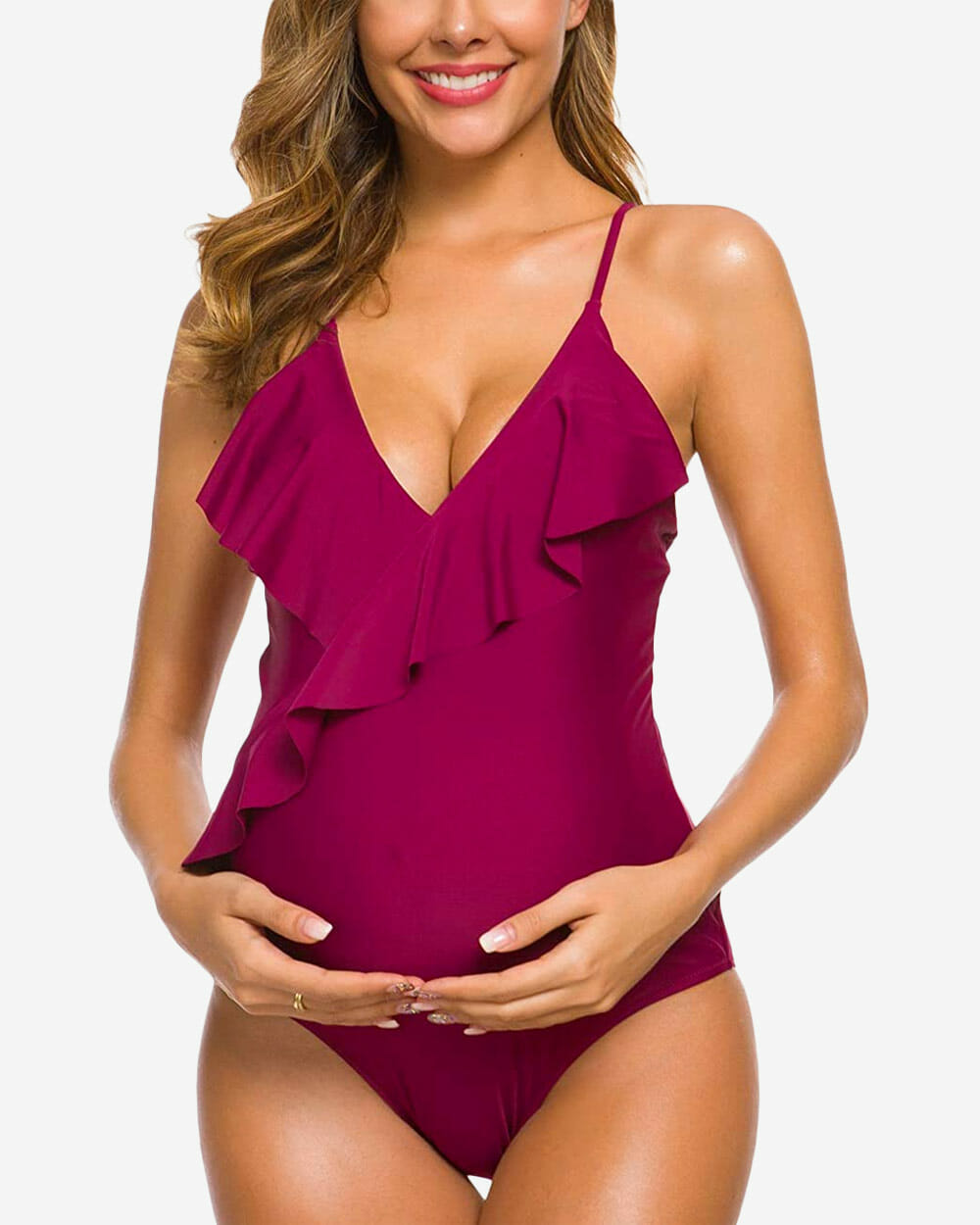 EastElegant Maternity One Piece Swimwear Retro Halter Swimsuits with Boyleg Pregnancy Bathing Suits Boyshort 