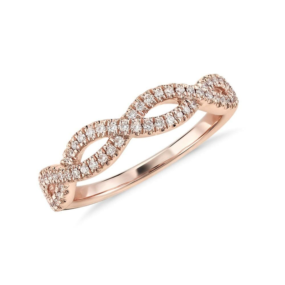 Infinity Twist Micropave Diamond Engagement Ring