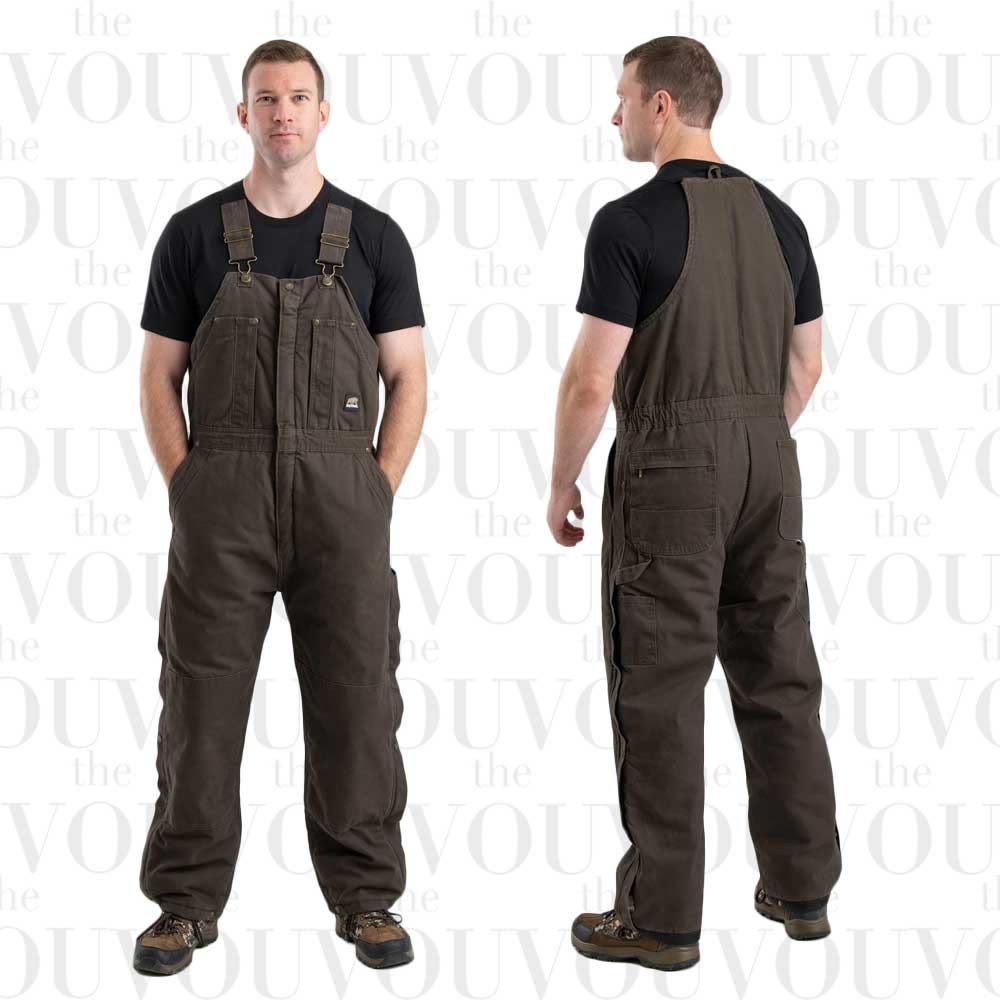 Berne Highland Washed Insulated Bib Overalls front and back view