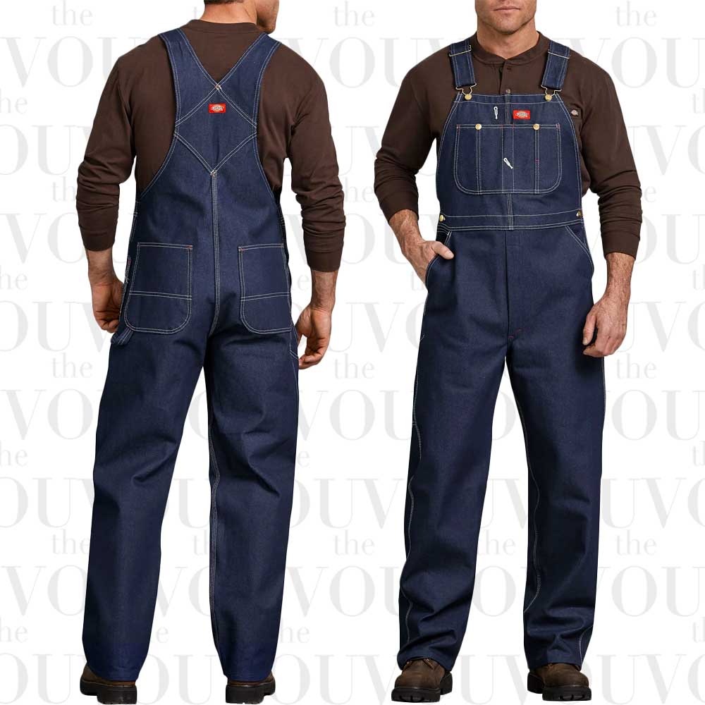 Dickies Indigo Bib Overalls front and back